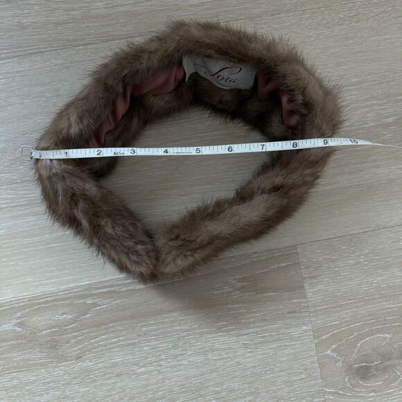 VTG Designed By Lora Genuine Mink Collar Scarf Brown Hook Eye Formal Party NYE - Picture 10 of 11